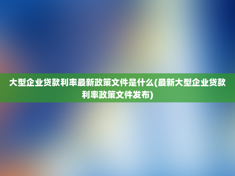 大型企业贷款利率最新政策文件是什么(最新大型企业贷款利率政策文件发布)