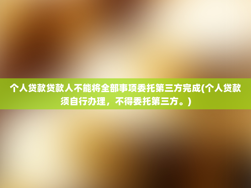 个人贷款贷款人不能将全部事项委托第三方完成(个人贷款须自行办理，不得委托第三方。)