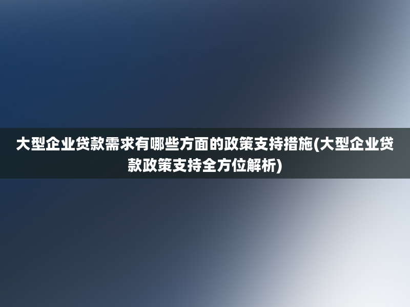 大型企业贷款需求有哪些方面的政策支持措施(大型企业贷款政策支持全方位解析)