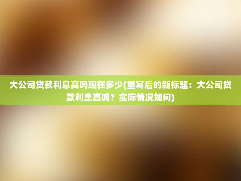 大公司贷款利息高吗现在多少(重写后的新标题：大公司贷款利息高吗？实际情况如何)