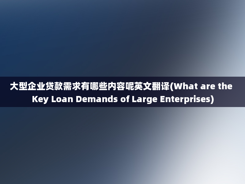 大型企业贷款需求有哪些内容呢英文翻译(What are the Key Loan Demands of Large Enterprises)