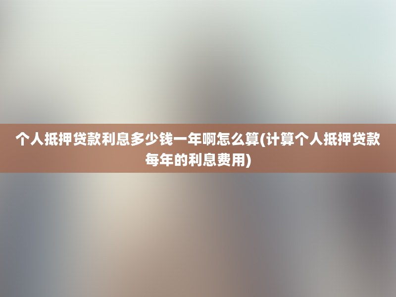 个人抵押贷款利息多少钱一年啊怎么算(计算个人抵押贷款每年的利息费用)