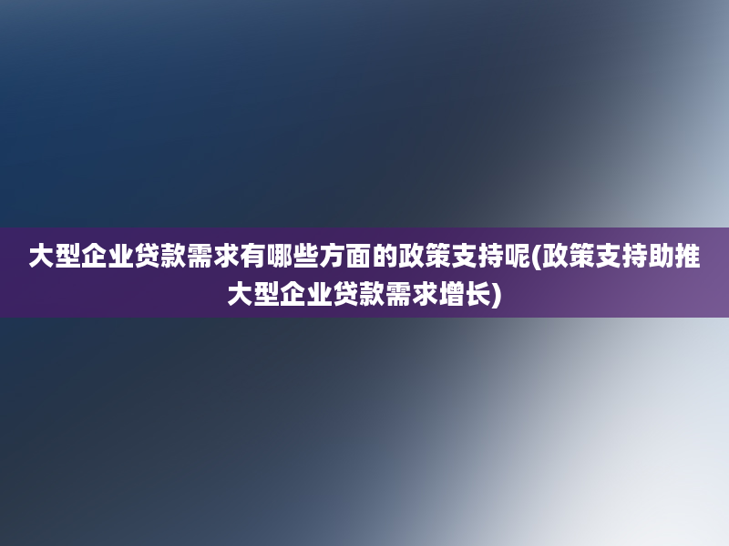 大型企业贷款需求有哪些方面的政策支持呢(政策支持助推大型企业贷款需求增长)