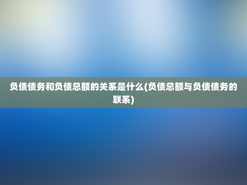 负债债务和负债总额的关系是什么(负债总额与负债债务的联系)