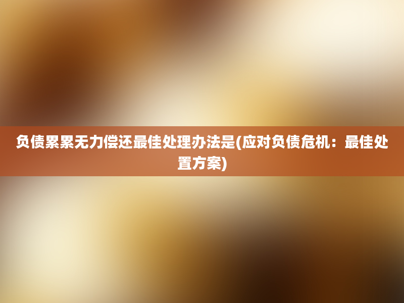 负债累累无力偿还最佳处理办法是(应对负债危机：最佳处置方案)