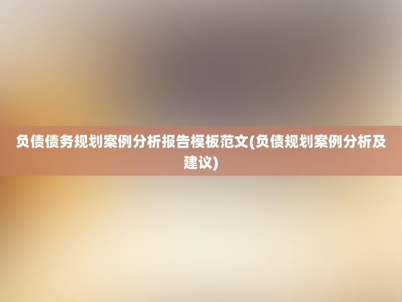 负债债务规划案例分析报告模板范文(负债规划案例分析及建议)