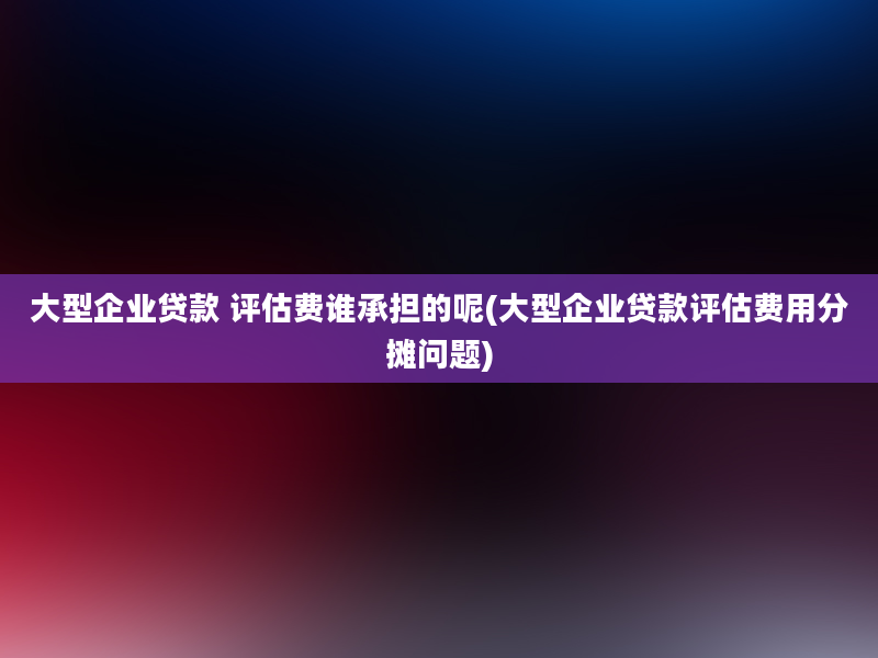 大型企业贷款 评估费谁承担的呢(大型企业贷款评估费用分摊问题)