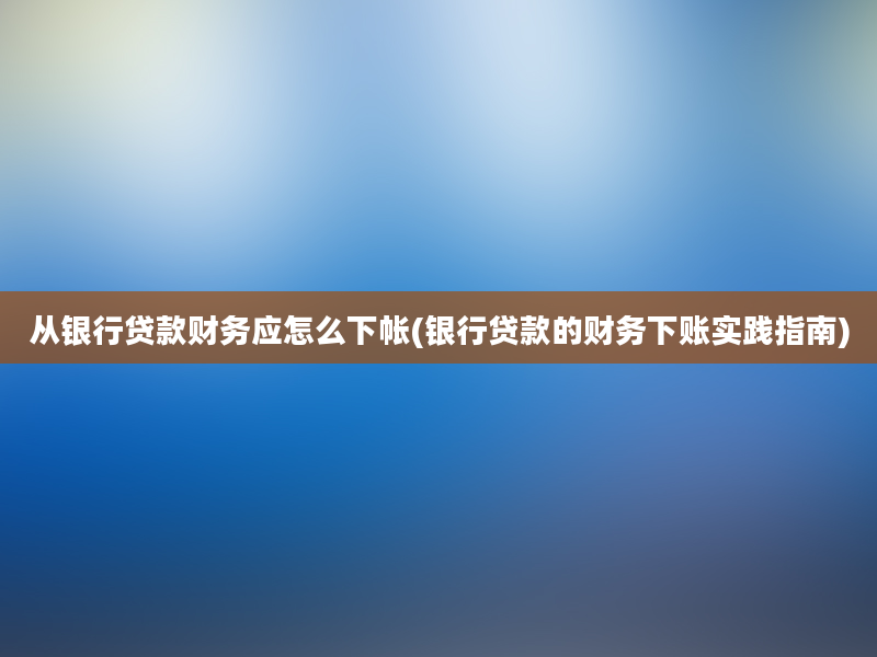 从银行贷款财务应怎么下帐(银行贷款的财务下账实践指南)