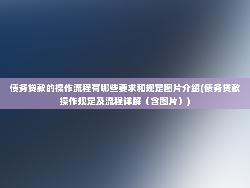 债务贷款的操作流程有哪些要求和规定图片介绍(债务贷款操作规定及流程详解（含图片）)