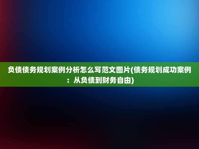 负债债务规划案例分析怎么写范文图片(债务规划成功案例：从负债到财务自由)