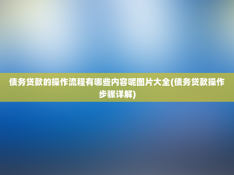 债务贷款的操作流程有哪些内容呢图片大全(债务贷款操作步骤详解)