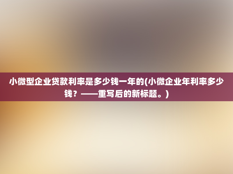 小微型企业贷款利率是多少钱一年的(小微企业年利率多少钱？——重写后的新标题。)