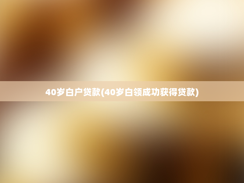 40岁白户贷款(40岁白领成功获得贷款)