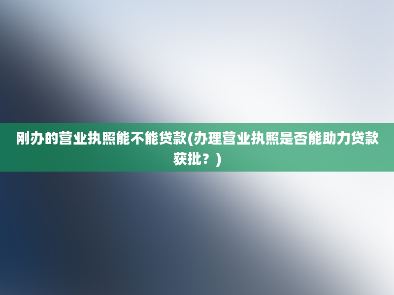 刚办的营业执照能不能贷款(办理营业执照是否能助力贷款获批？)