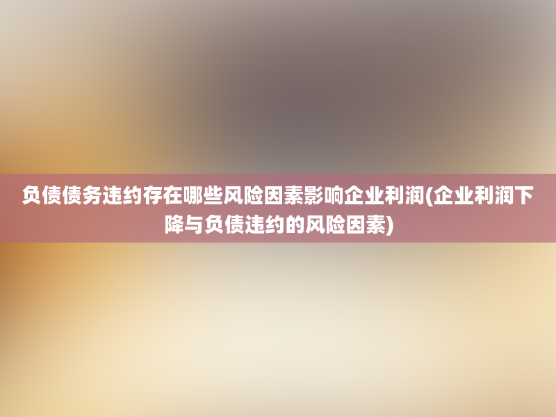 负债债务违约存在哪些风险因素影响企业利润(企业利润下降与负债违约的风险因素)