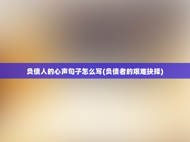 负债人的心声句子怎么写(负债者的艰难抉择)