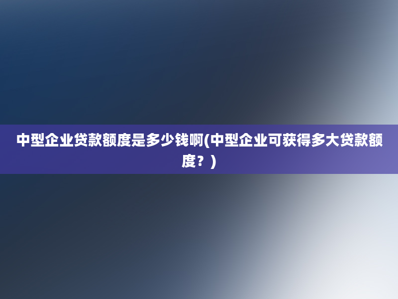 中型企业贷款额度是多少钱啊(中型企业可获得多大贷款额度？)