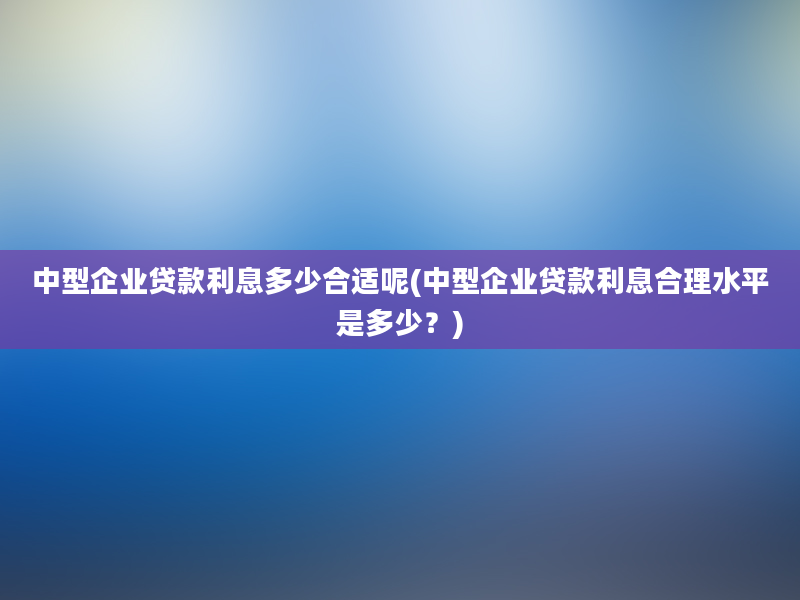 中型企业贷款利息多少合适呢(中型企业贷款利息合理水平是多少？)