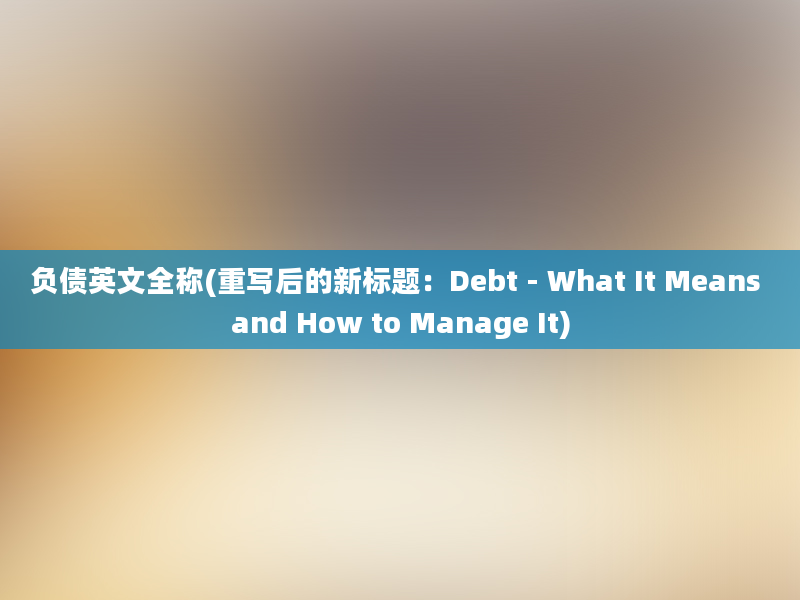 负债英文全称(重写后的新标题：Debt - What It Means and How to Manage It)