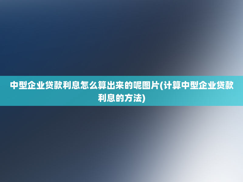 中型企业贷款利息怎么算出来的呢图片(计算中型企业贷款利息的方法)