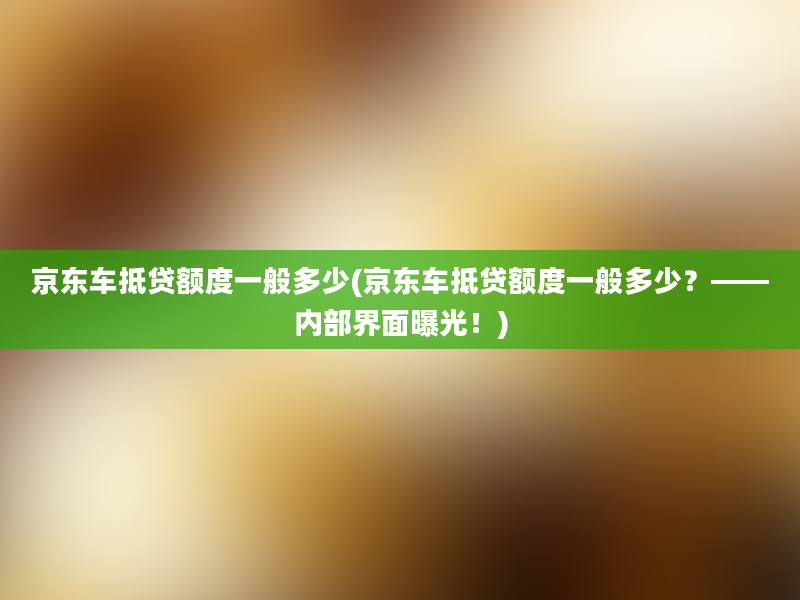 京东车抵贷额度一般多少(京东车抵贷额度一般多少？——内部界面曝光！)