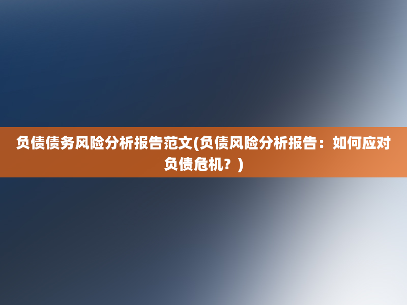 负债债务风险分析报告范文(负债风险分析报告：如何应对负债危机？)