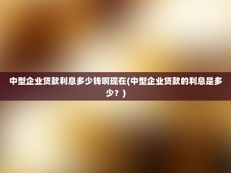 中型企业贷款利息多少钱啊现在(中型企业贷款的利息是多少？)