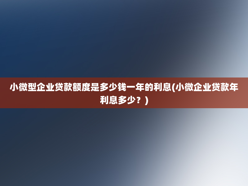 小微型企业贷款额度是多少钱一年的利息(小微企业贷款年利息多少？)