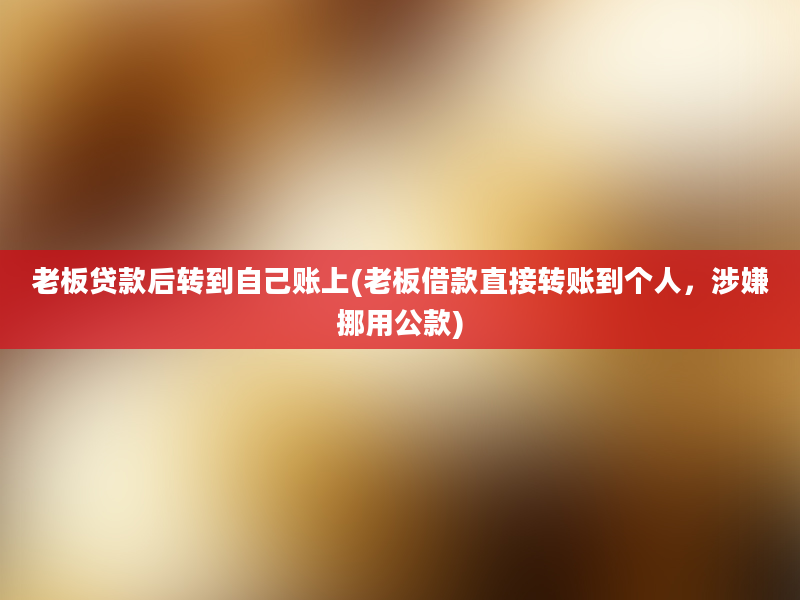 老板贷款后转到自己账上(老板借款直接转账到个人，涉嫌挪用公款)