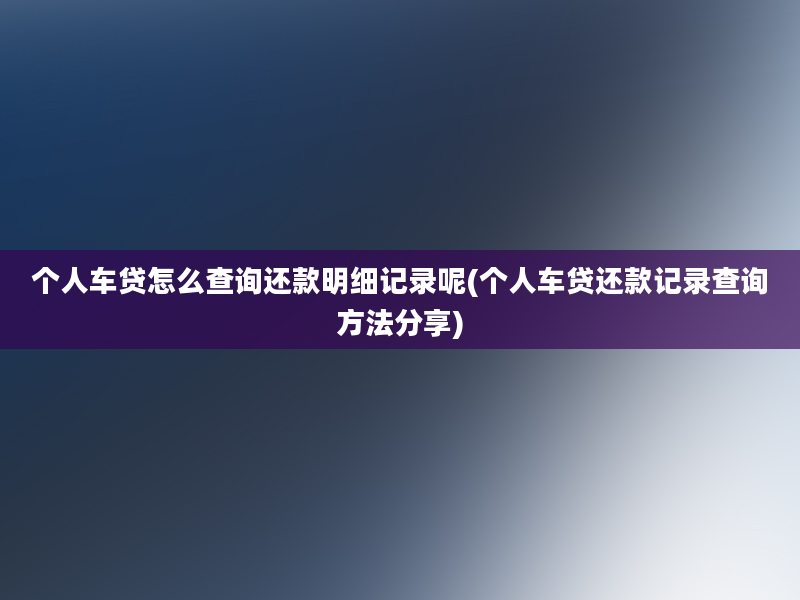 个人车贷怎么查询还款明细记录呢(个人车贷还款记录查询方法分享)