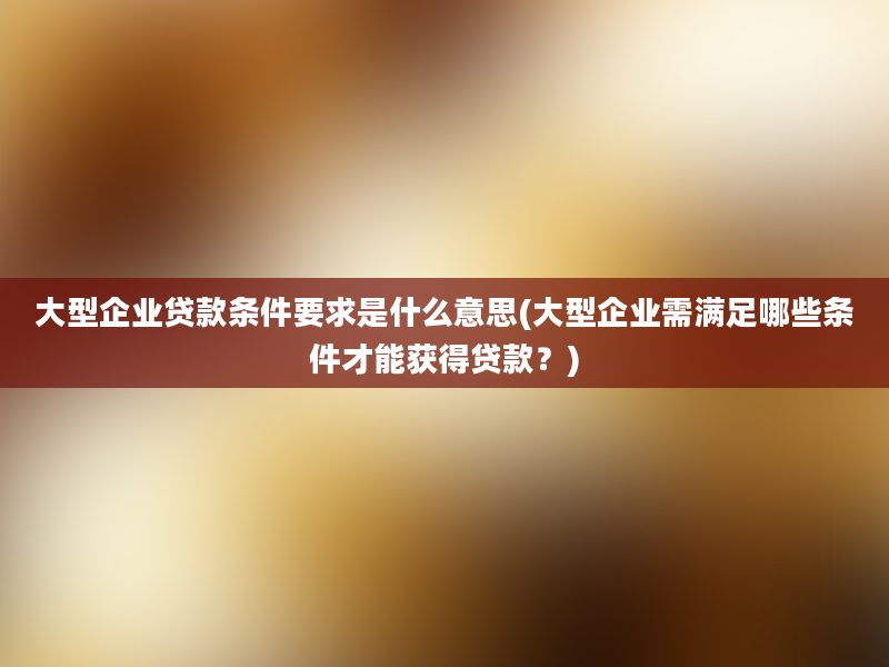 大型企业贷款条件要求是什么意思(大型企业需满足哪些条件才能获得贷款？)