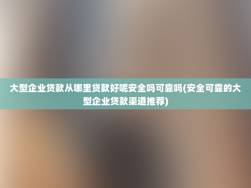 大型企业贷款从哪里贷款好呢安全吗可靠吗(安全可靠的大型企业贷款渠道推荐)