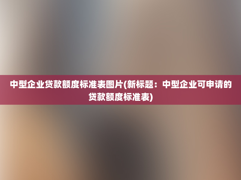 中型企业贷款额度标准表图片(新标题：中型企业可申请的贷款额度标准表)