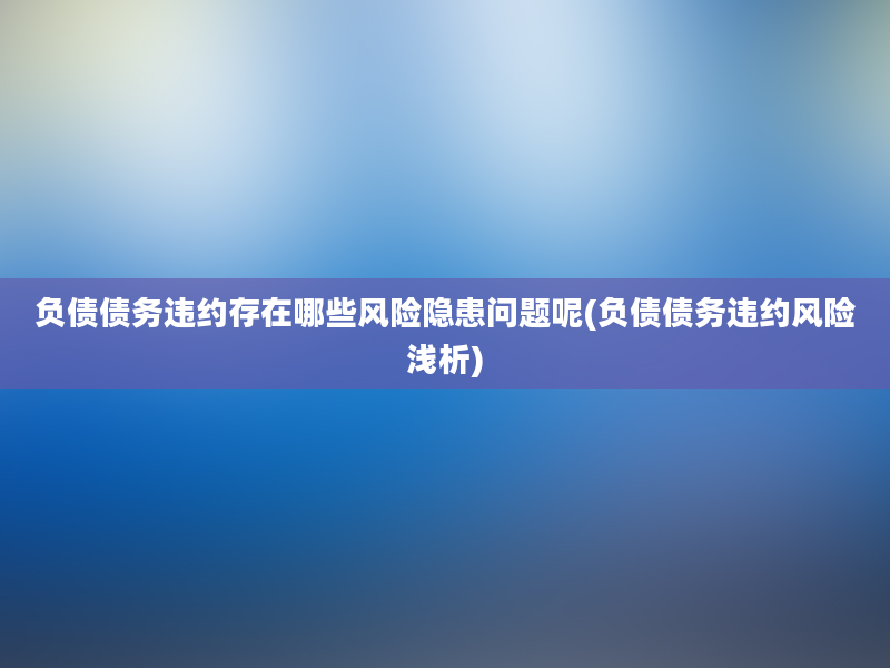 负债债务违约存在哪些风险隐患问题呢(负债债务违约风险浅析)