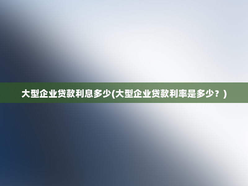 大型企业贷款利息多少(大型企业贷款利率是多少？)