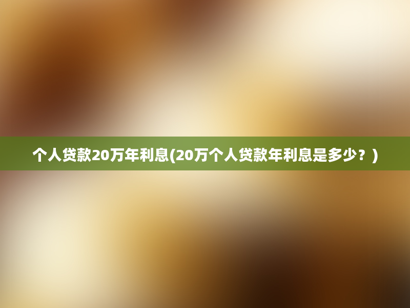 个人贷款20万年利息(20万个人贷款年利息是多少？)