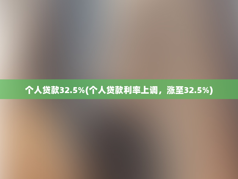 个人贷款32.5%(个人贷款利率上调，涨至32.5%)