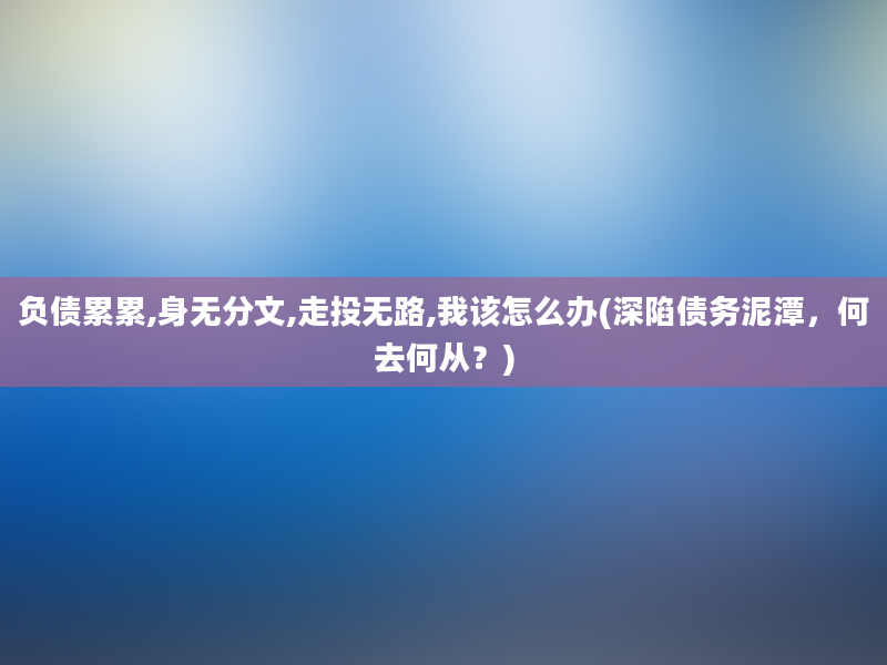 负债累累,身无分文,走投无路,我该怎么办(深陷债务泥潭，何去何从？)