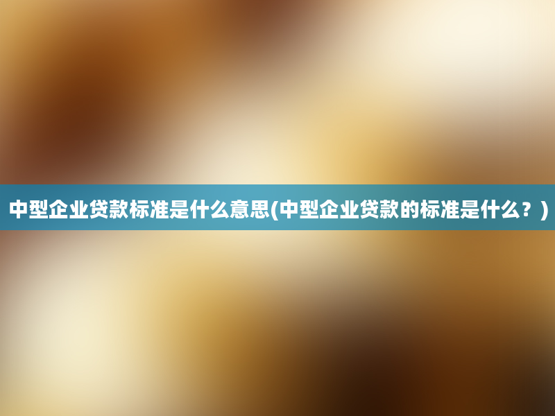 中型企业贷款标准是什么意思(中型企业贷款的标准是什么？)