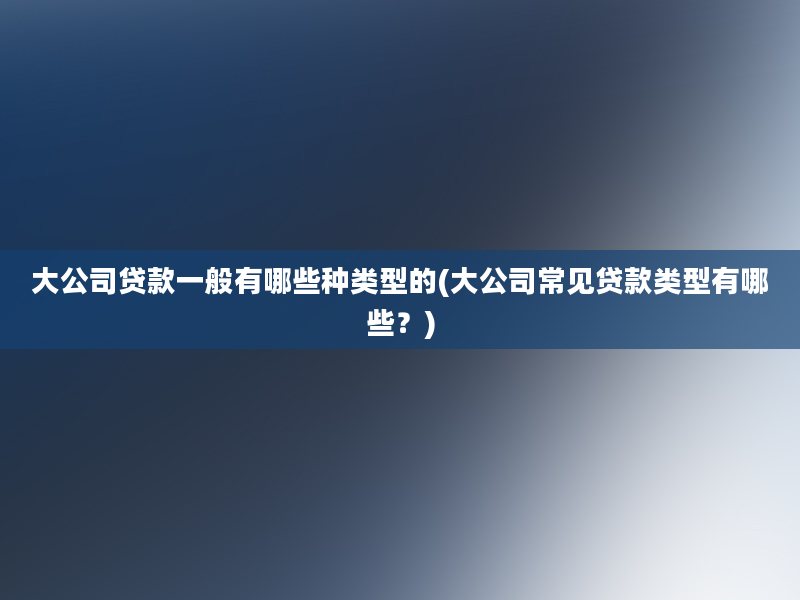 大公司贷款一般有哪些种类型的(大公司常见贷款类型有哪些？)