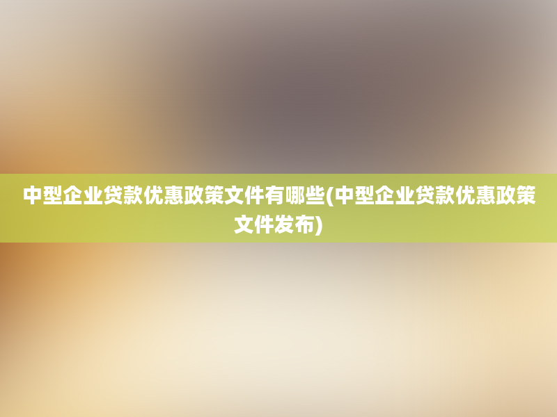 中型企业贷款优惠政策文件有哪些(中型企业贷款优惠政策文件发布)