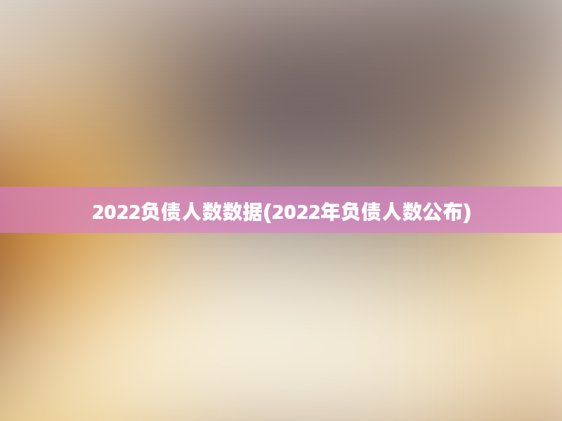 2022负债人数数据(2022年负债人数公布)