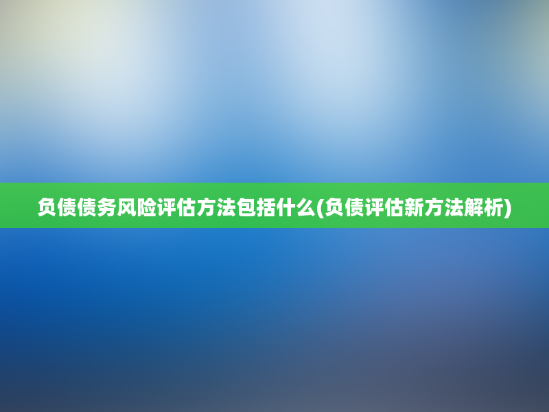 负债债务风险评估方法包括什么(负债评估新方法解析)