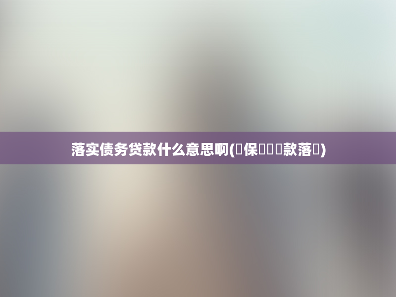 落实债务贷款什么意思啊(確保債務貸款落實)