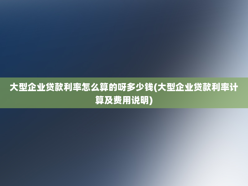 大型企业贷款利率怎么算的呀多少钱(大型企业贷款利率计算及费用说明)