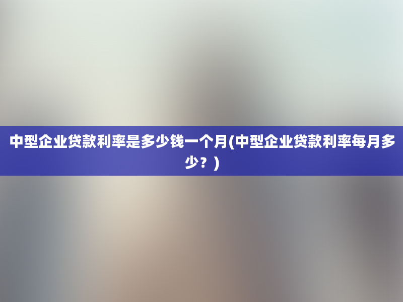 中型企业贷款利率是多少钱一个月(中型企业贷款利率每月多少？)