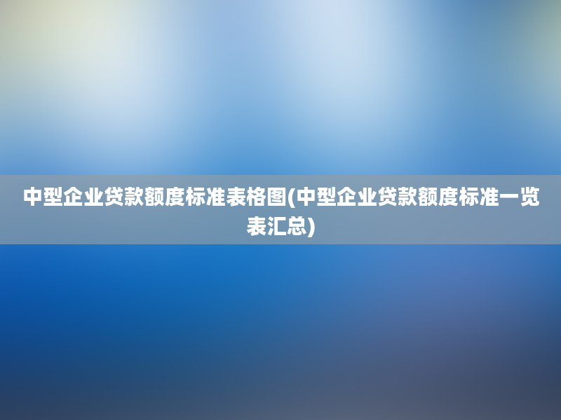 中型企业贷款额度标准表格图(中型企业贷款额度标准一览表汇总)