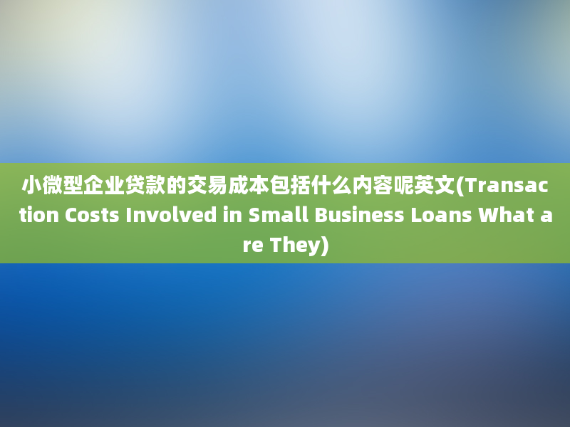 小微型企业贷款的交易成本包括什么内容呢英文(Transaction Costs Involved in Small Business Loans What are They)