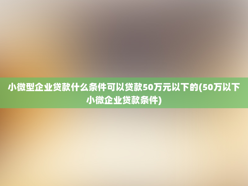 小微型企业贷款什么条件可以贷款50万元以下的(50万以下小微企业贷款条件)