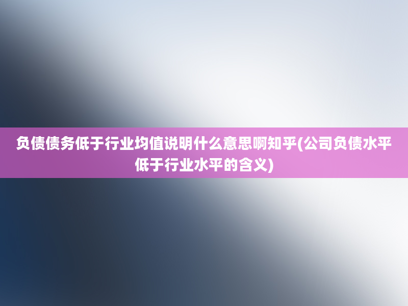 负债债务低于行业均值说明什么意思啊知乎(公司负债水平低于行业水平的含义)